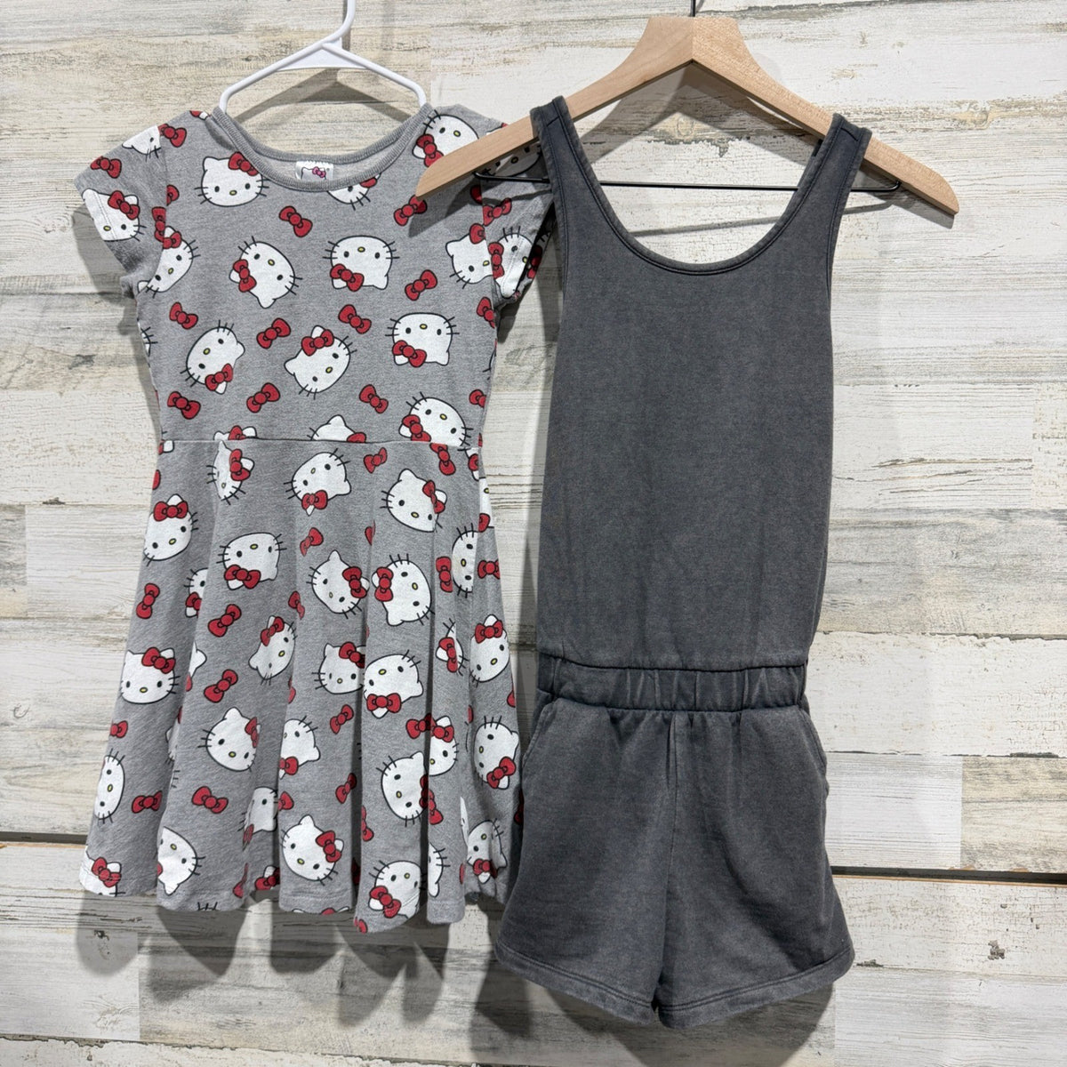 Hello Kitty & More Than Magic Dress Romper Girls 7/8 Grey Cotton Blend Flawed*0