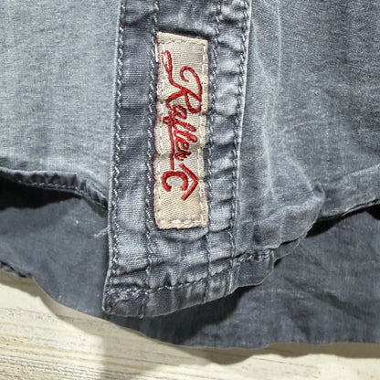Rafter C Western Shirt Boys Small Gray Pro Flex 45 Pearl Snap Cowboy EUC2