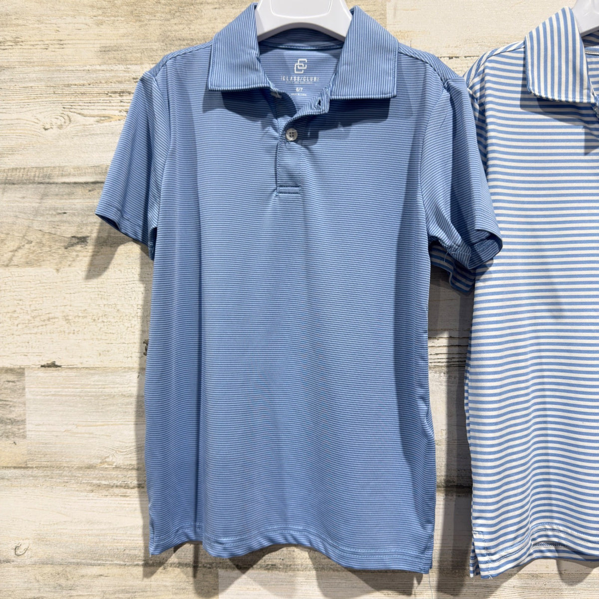 Class Club Polo Shirt Bundle Boys 6/7 Blue Stripe Performance Preppy EUC1