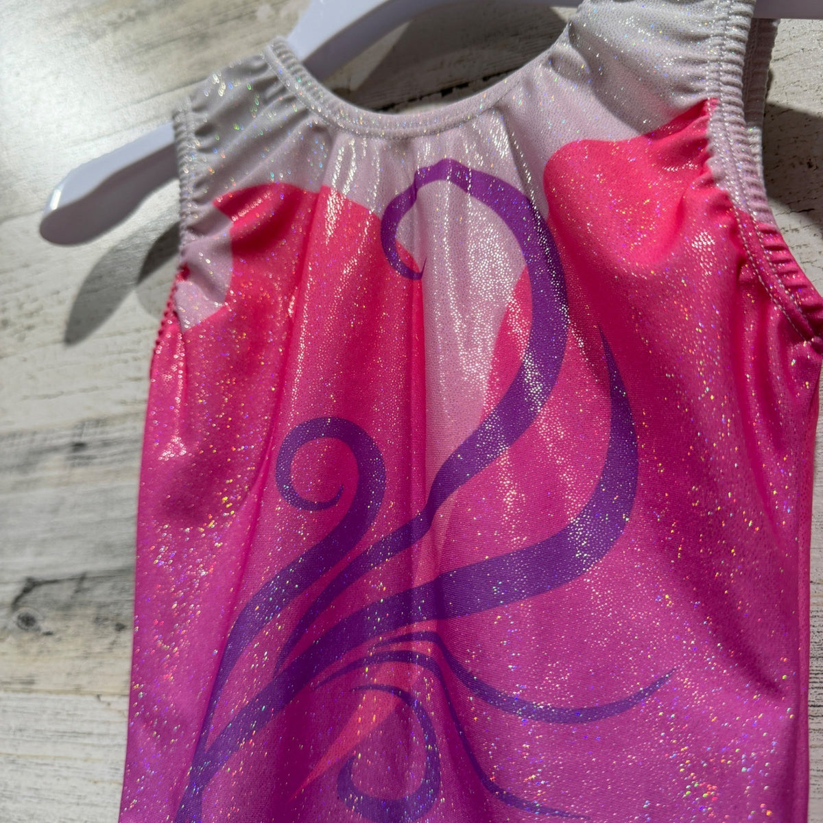 Sparkle Gymnastics Dance Leotard Girls 5t (110) Pink Purple Spandex Flawed*1