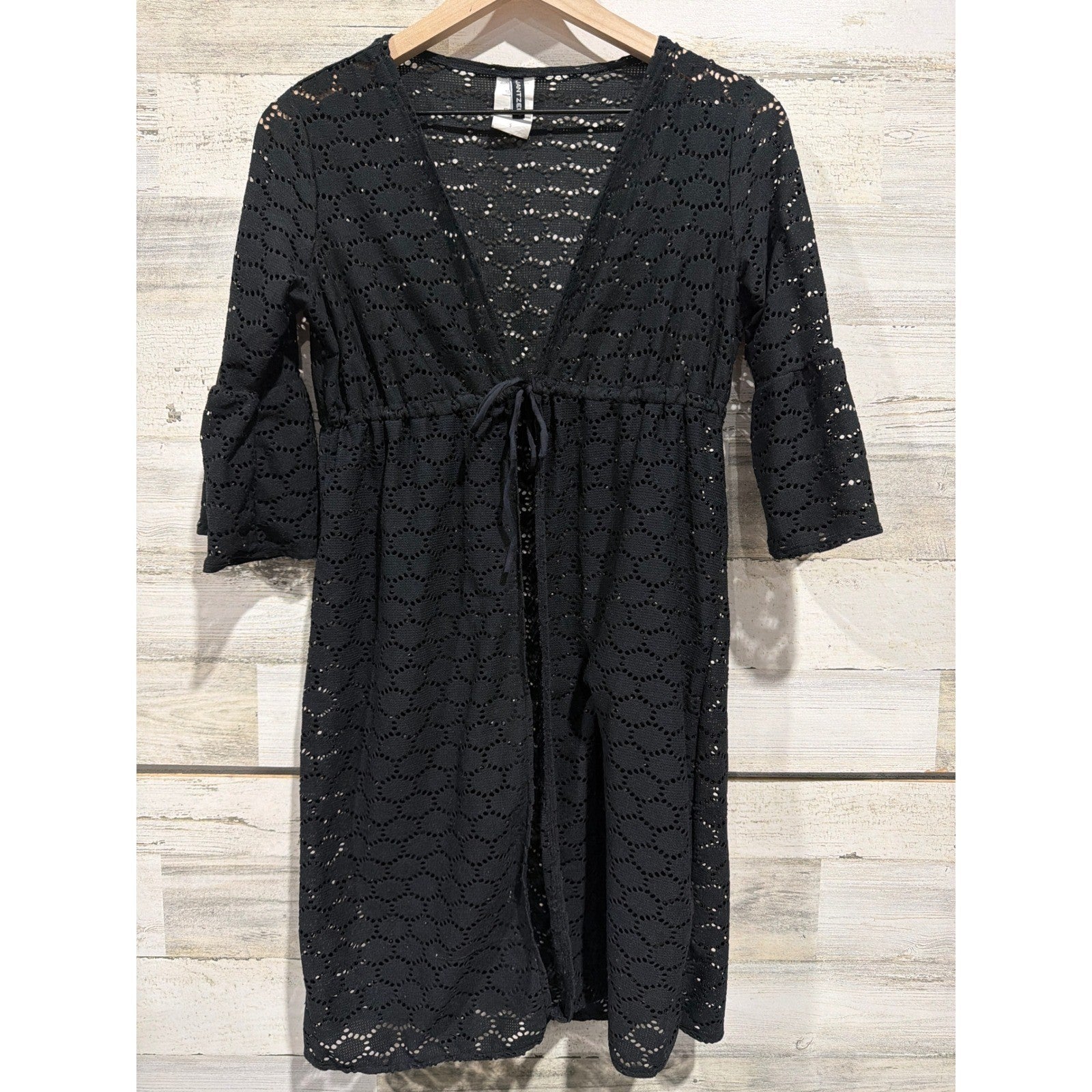 Jantzen Swim Cover-Up Women Small Black Crochet Eyelet Boho Whimsygoth0