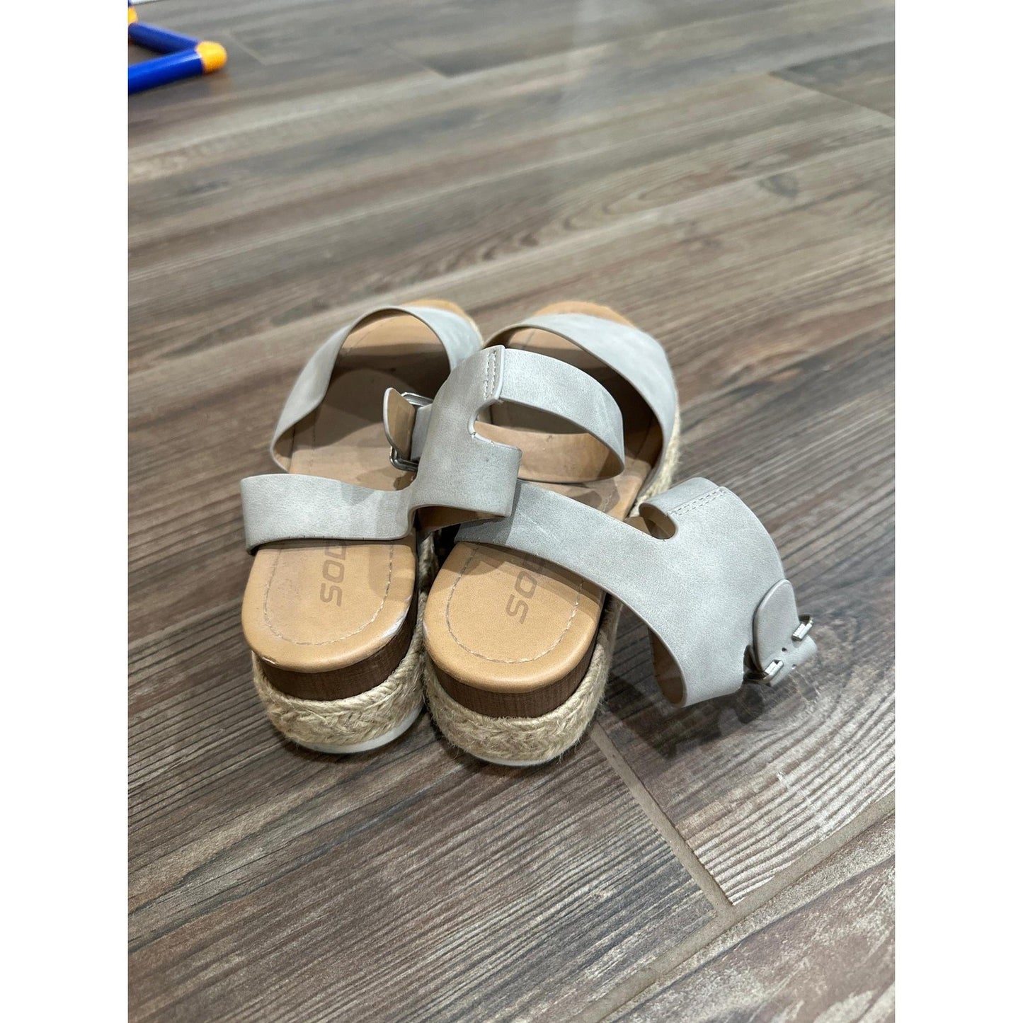 Soda Espadrille Platform Sandals Women Size 8 Grey Chunky Platform Wedge3