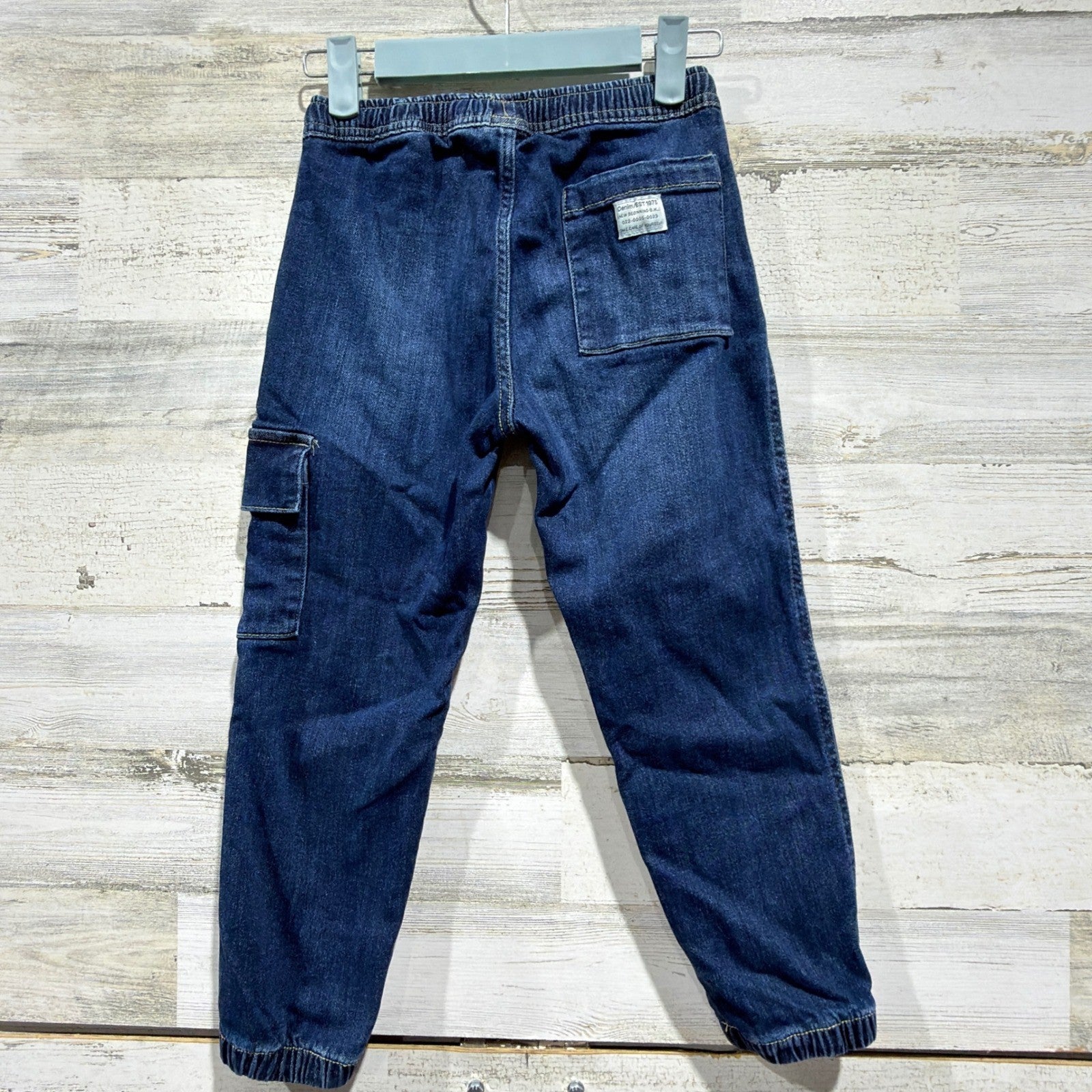 Zara Cargo Jeans Boys Size 7 Blue Elastic Waist Jogger Utility Gorpcore EUC3