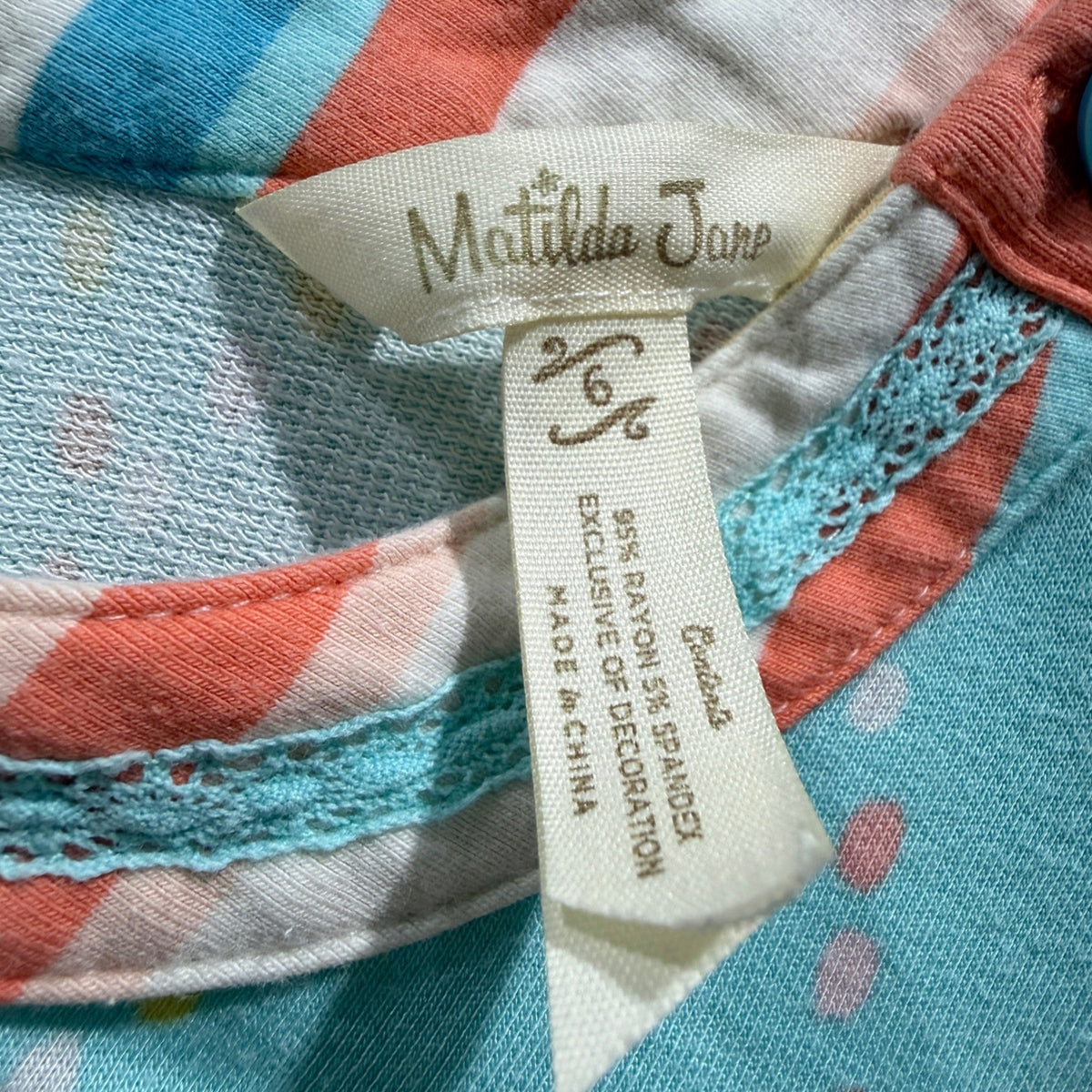 Matilda Jane Romper Girls 6 Blue Polka Dot Flutter Sleeve Whimsical1