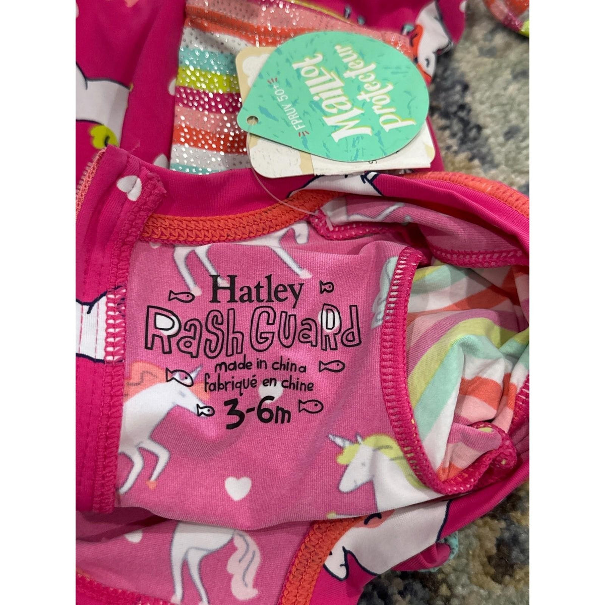 Hatley Swimsuit Girls 3-6M Unicorn UPF 50 Long Sleeve Rashguard NWT4