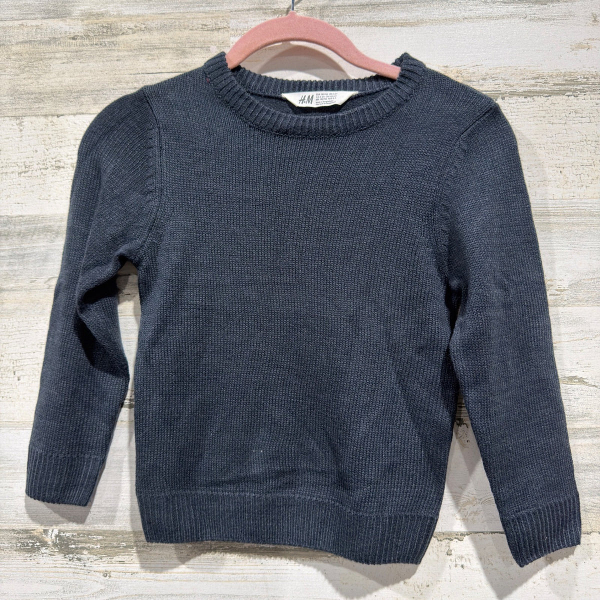 H&M Fine Knit Crewneck Sweater Boys 4-6Y Navy Blue Acrylic Classic Essential EUC0