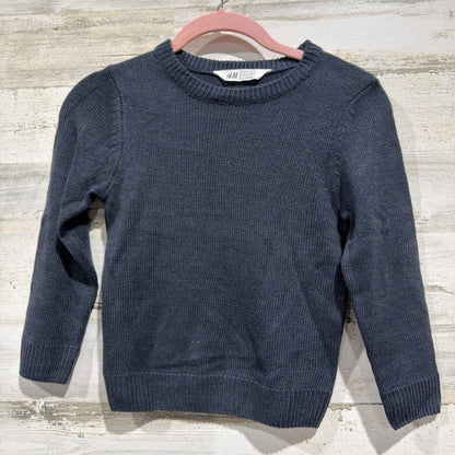 H&M Fine Knit Crewneck Sweater Boys 4-6Y Navy Blue Acrylic Classic Essential EUC0
