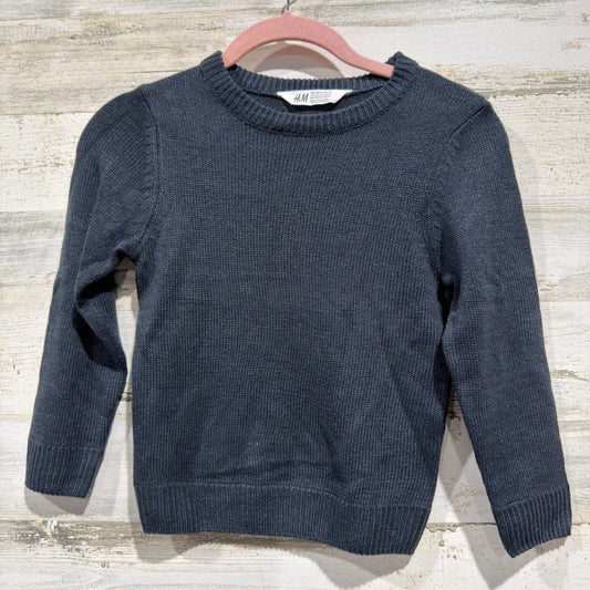 H&M Fine Knit Crewneck Sweater Boys 4-6Y Navy Blue Acrylic Classic Essential EUC0