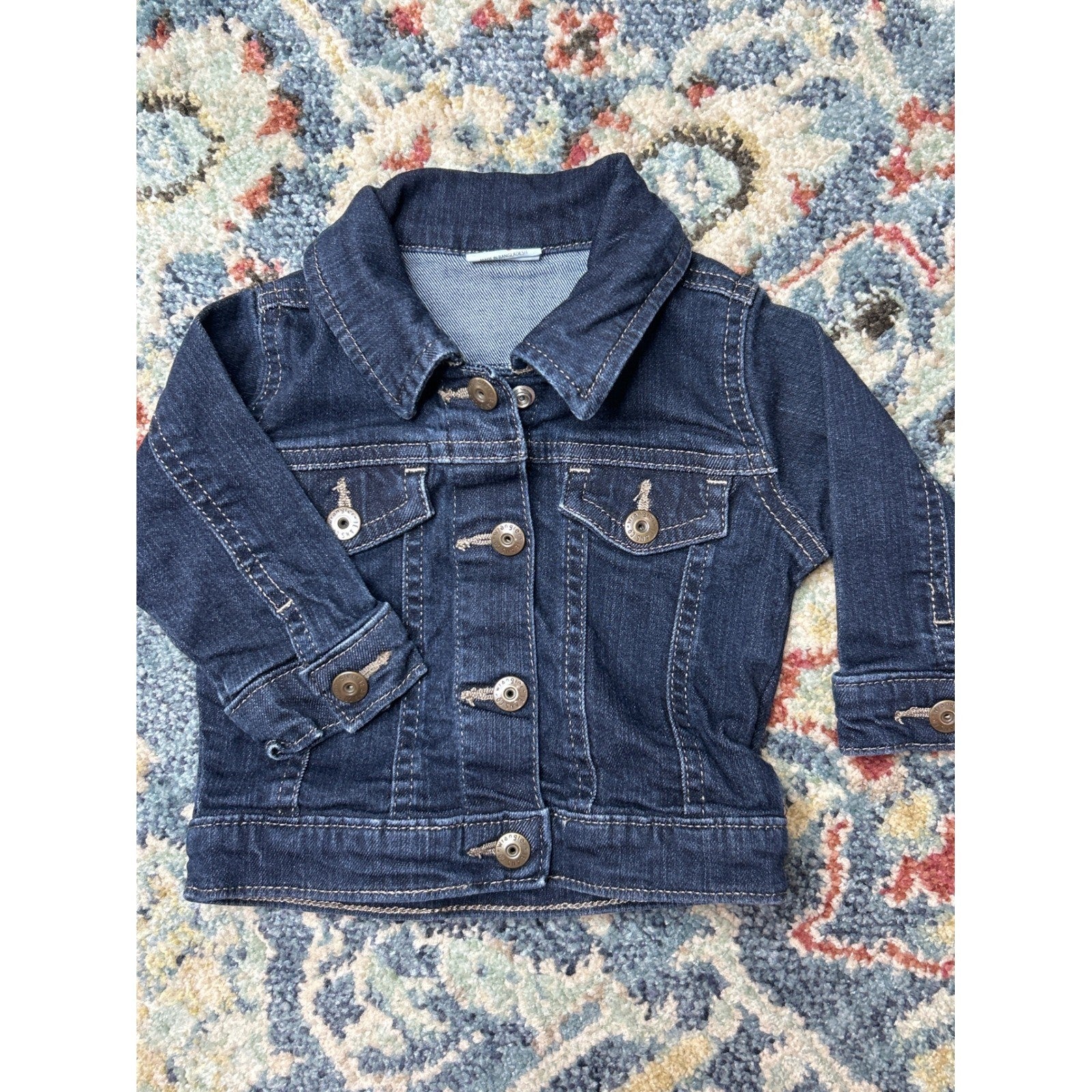 Wrangler Denim Jacket Baby 3-6M Dark Blue Snap Front Western Trucker EUC0