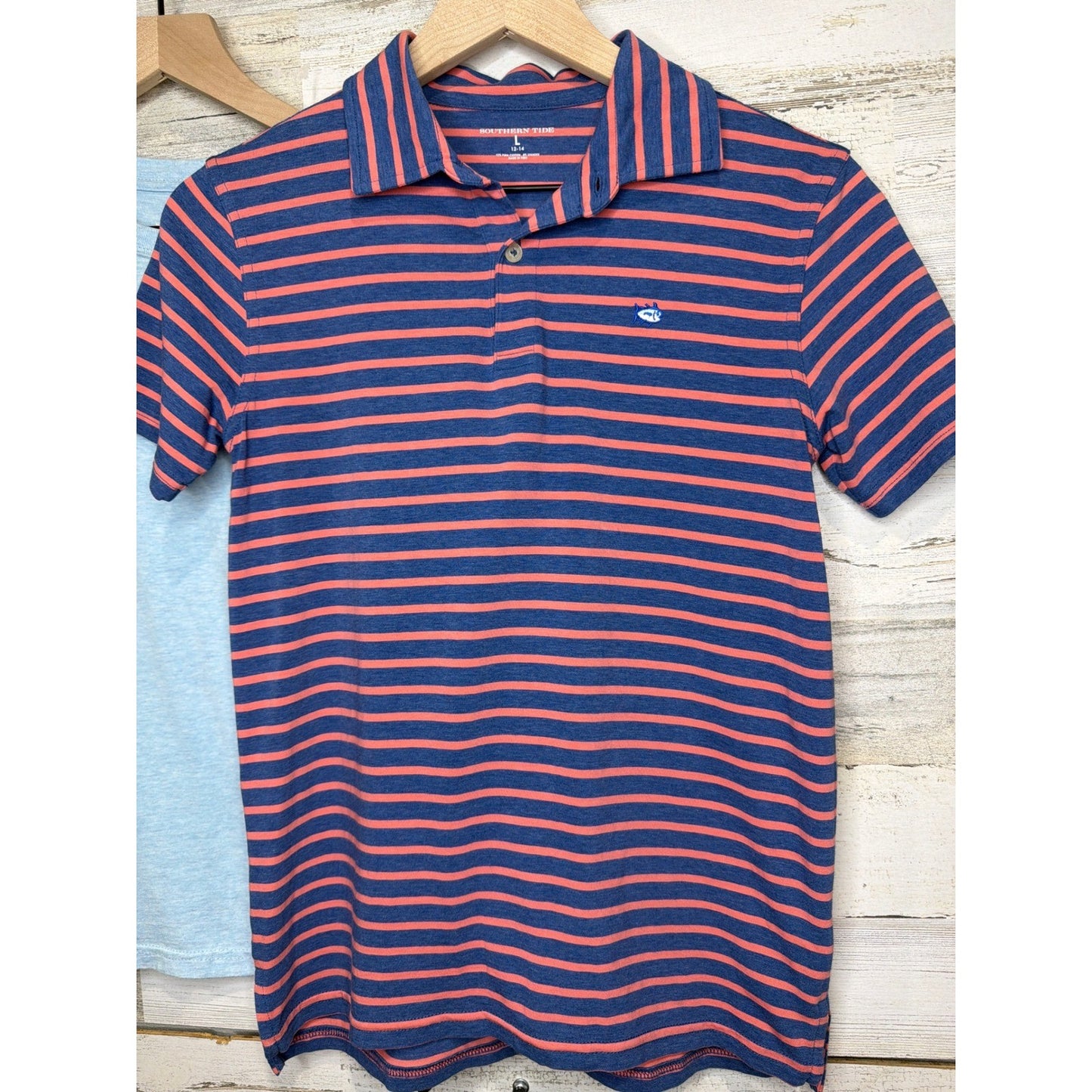 Southern Tide Shirt Bundle Boys Large 12-14 Blue Pink Striped Preppy Coastal3