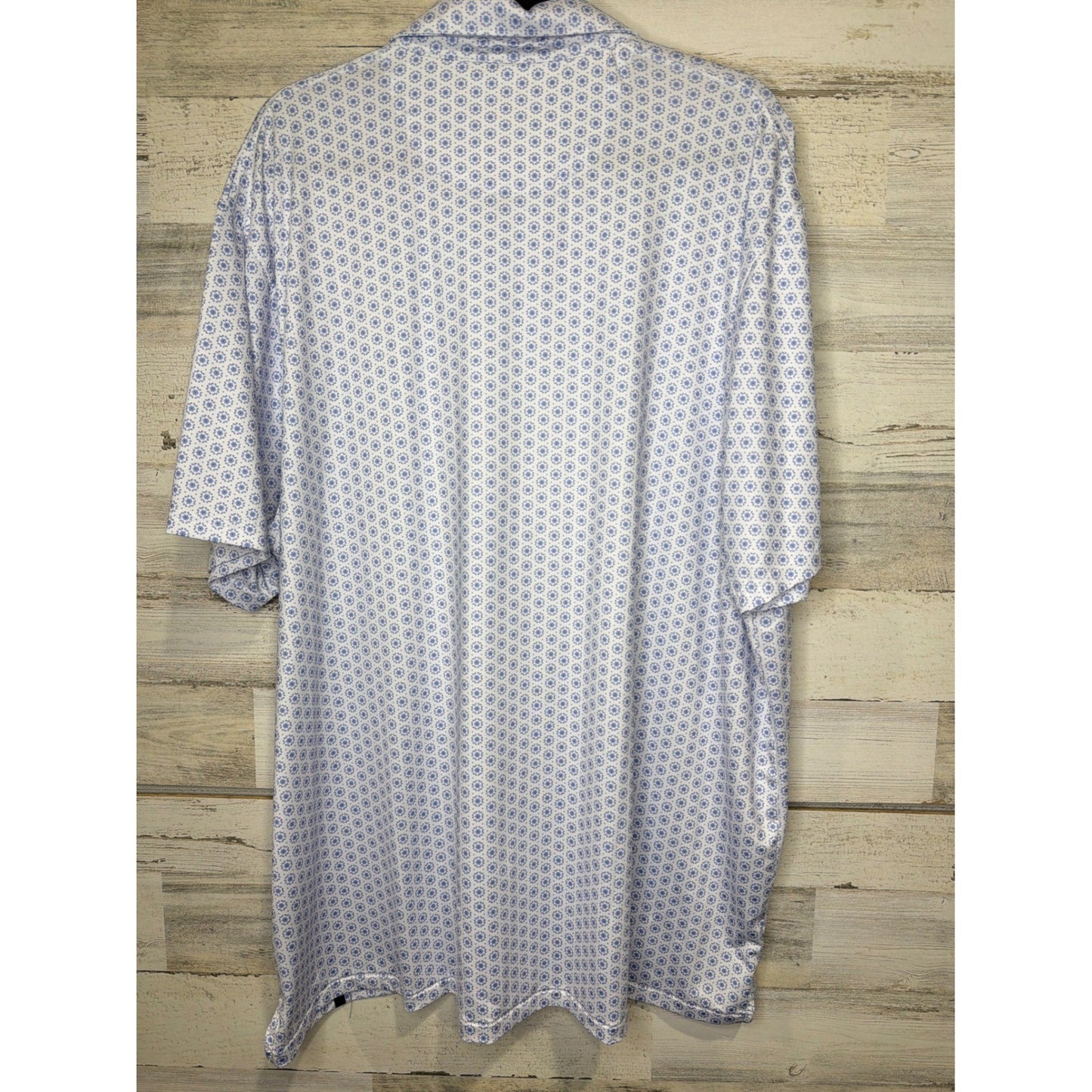 Rafter C Polo Shirt Mens 3XL White Blue Geometric Performance Western EUC4