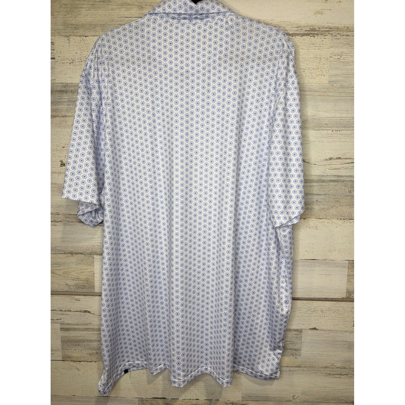 Rafter C Polo Shirt Mens 3XL White Blue Geometric Performance Western EUC4