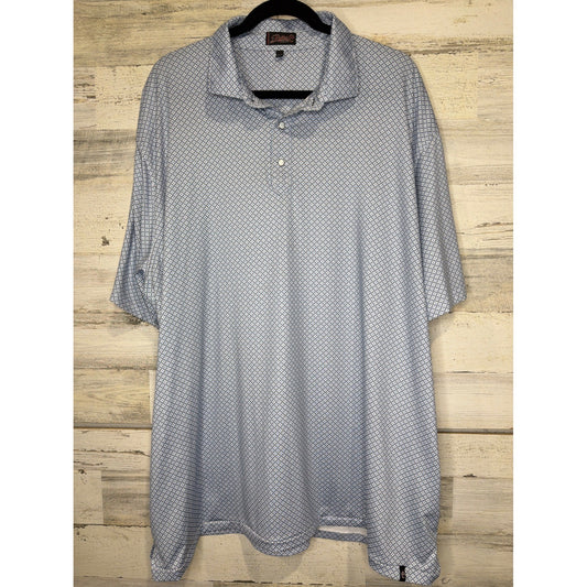 Rafter C Polo Shirt Men 3XL Blue Geometric Western Performance Golf EUC0
