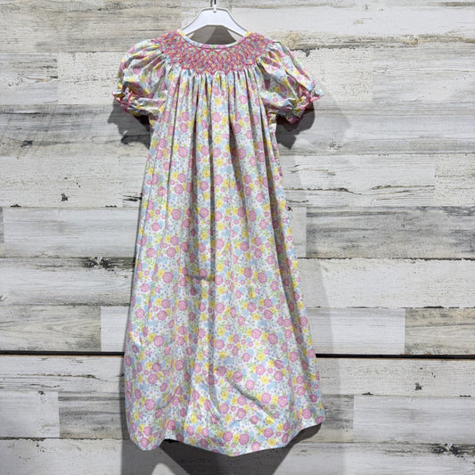 Classic Whimsy Smocked Dress Girls Size 6 Pink Floral Cottagecore EUC0