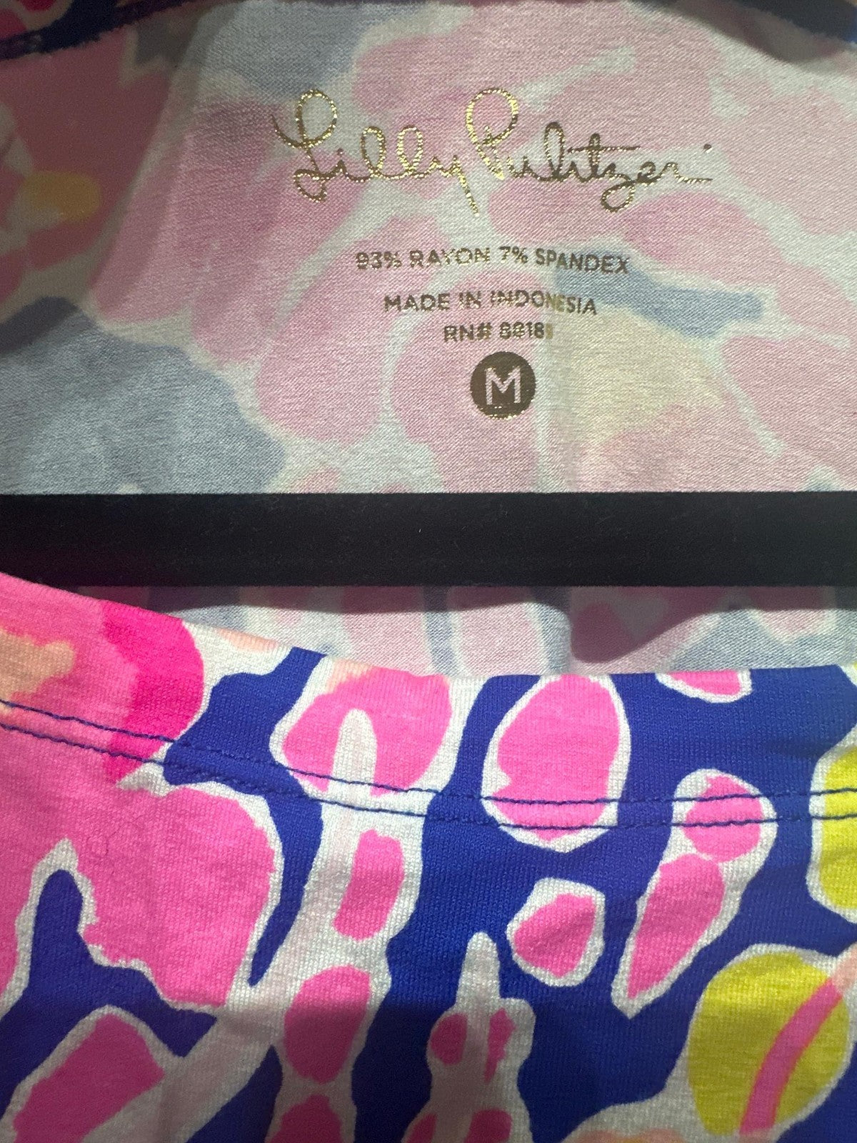Lilly Pulitzer Sophie Dress Women M Pink Blue Floral Gold Button EUC1