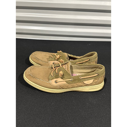 Sperry Boat Shoes Womens 9 Tan Canvas Corduroy Quilted Loafers0