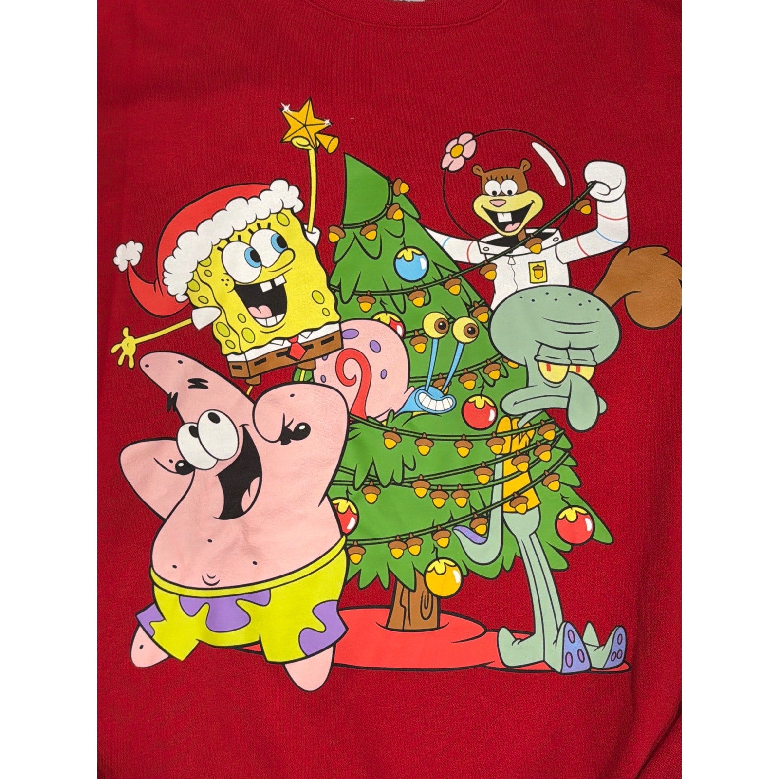Old Navy SpongeBob Christmas Sweatshirt Women XL Red Holiday Graphic EUC1
