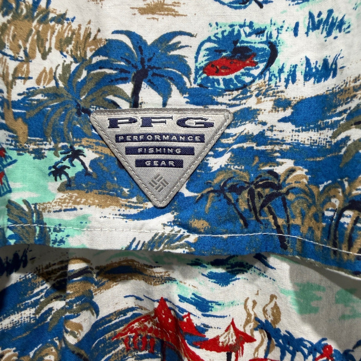 Columbia PFG Super Tamiami Shirt Mens XL White Tropical Cotton Fishing Style EUC6