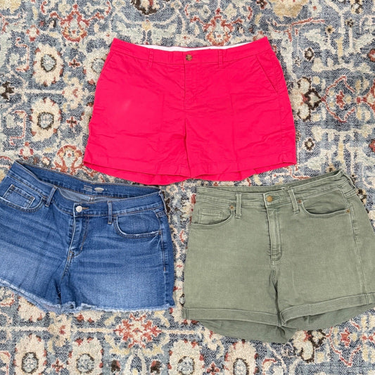 Old Navy Universal Thread Shorts Women 10 Pink Blue Green Casual Bundle EUC0