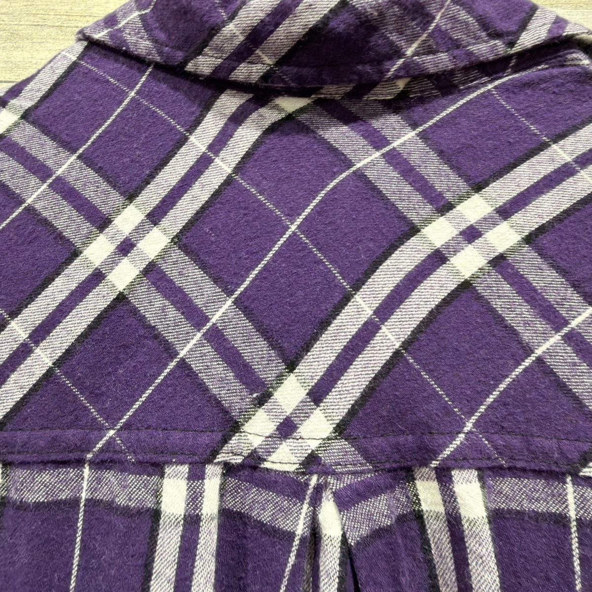 Flannel Shirt Women Small Purple Plaid Long Sleeve Fall Winter Grunge EUC4