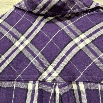 Flannel Shirt Women Small Purple Plaid Long Sleeve Fall Winter Grunge EUC4