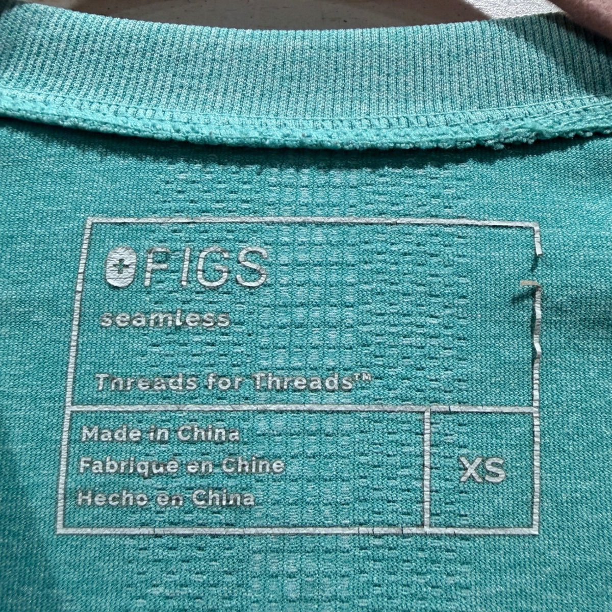 FIGS Threads for Threads Seamless Underscrub Top Women XS Teal Heather W22KW10101