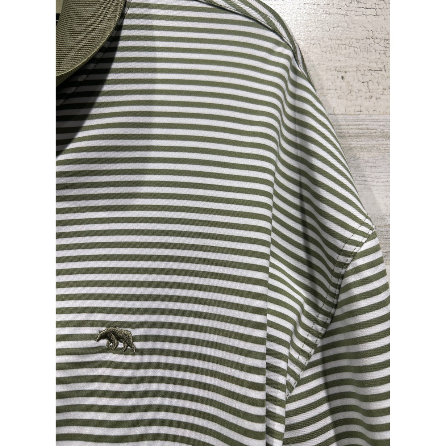 Onward Reserve Polo Shirt Men XXL Green White Striped Performance Golf EUC2