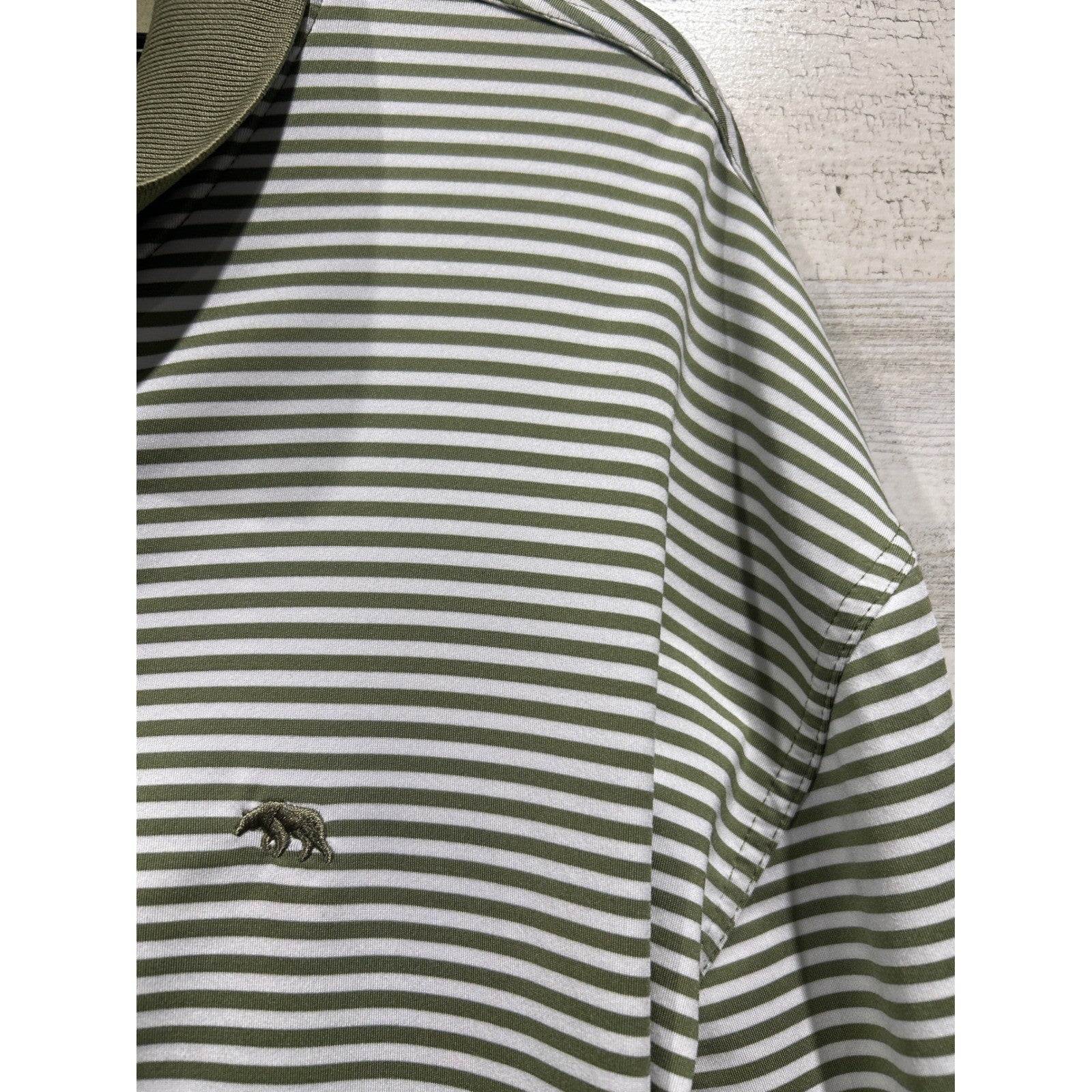Onward Reserve Polo Shirt Men XXL Green White Striped Performance Golf EUC2