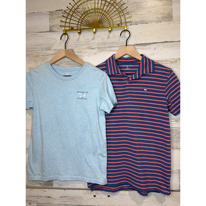 Southern Tide Shirt Bundle Boys Large 12-14 Blue Pink Striped Preppy Coastal0