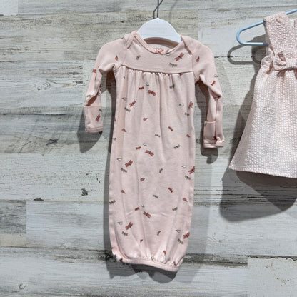Newborn Baby Girl Bundle NB Pink Cotton Floral Seersucker Dress Gown Lot4
