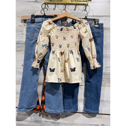 Outfit Bundle Girls Size 6 Multi Butterfly Plaid Denim GUC6