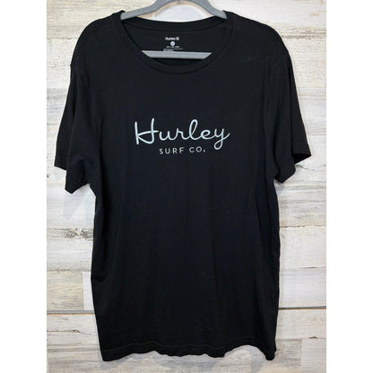 Hurley Graphic Tee Men Large Black Embroidered Script Logo Surfwear0