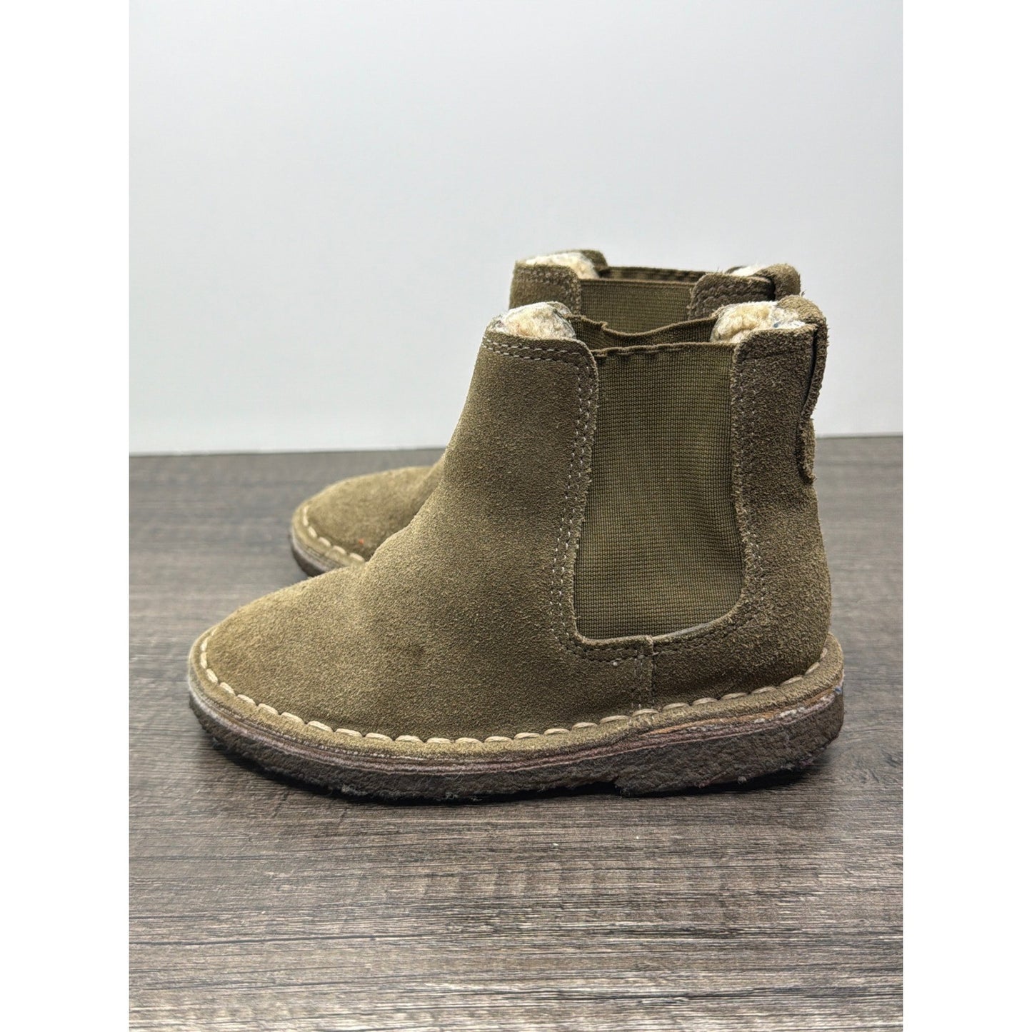 Crewcuts Boots Boys 9 Toddler Brown Suede Shearling Lined Earthy GUC2