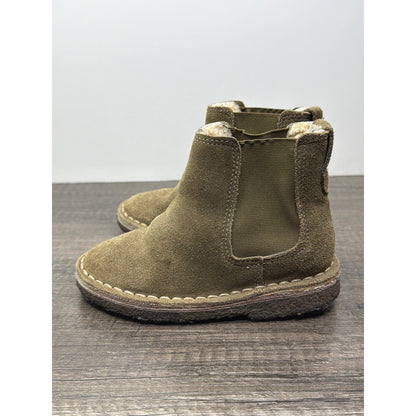 Crewcuts Boots Boys 9 Toddler Brown Suede Shearling Lined Earthy GUC2
