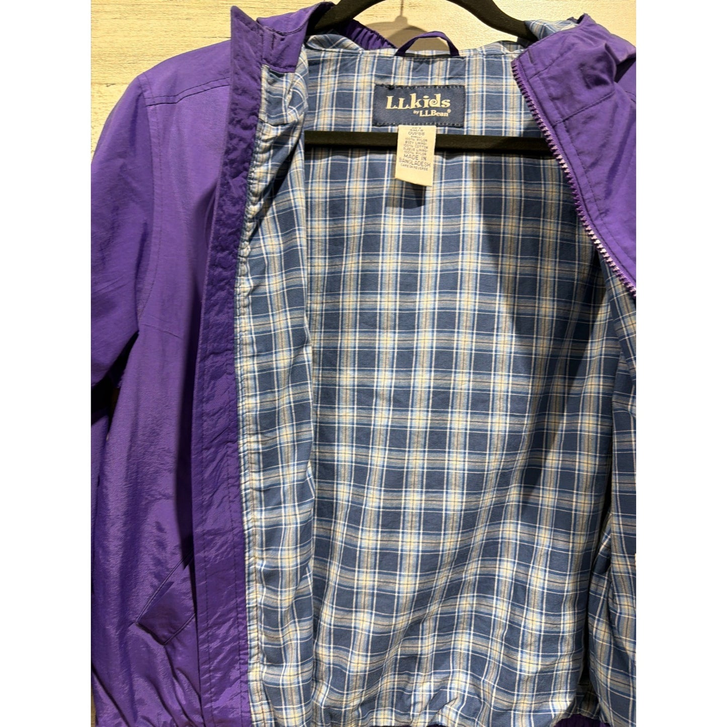 LL Bean Windbreaker Jacket Kids 8 Purple Hooded Full Zip Gorpcore EUC4