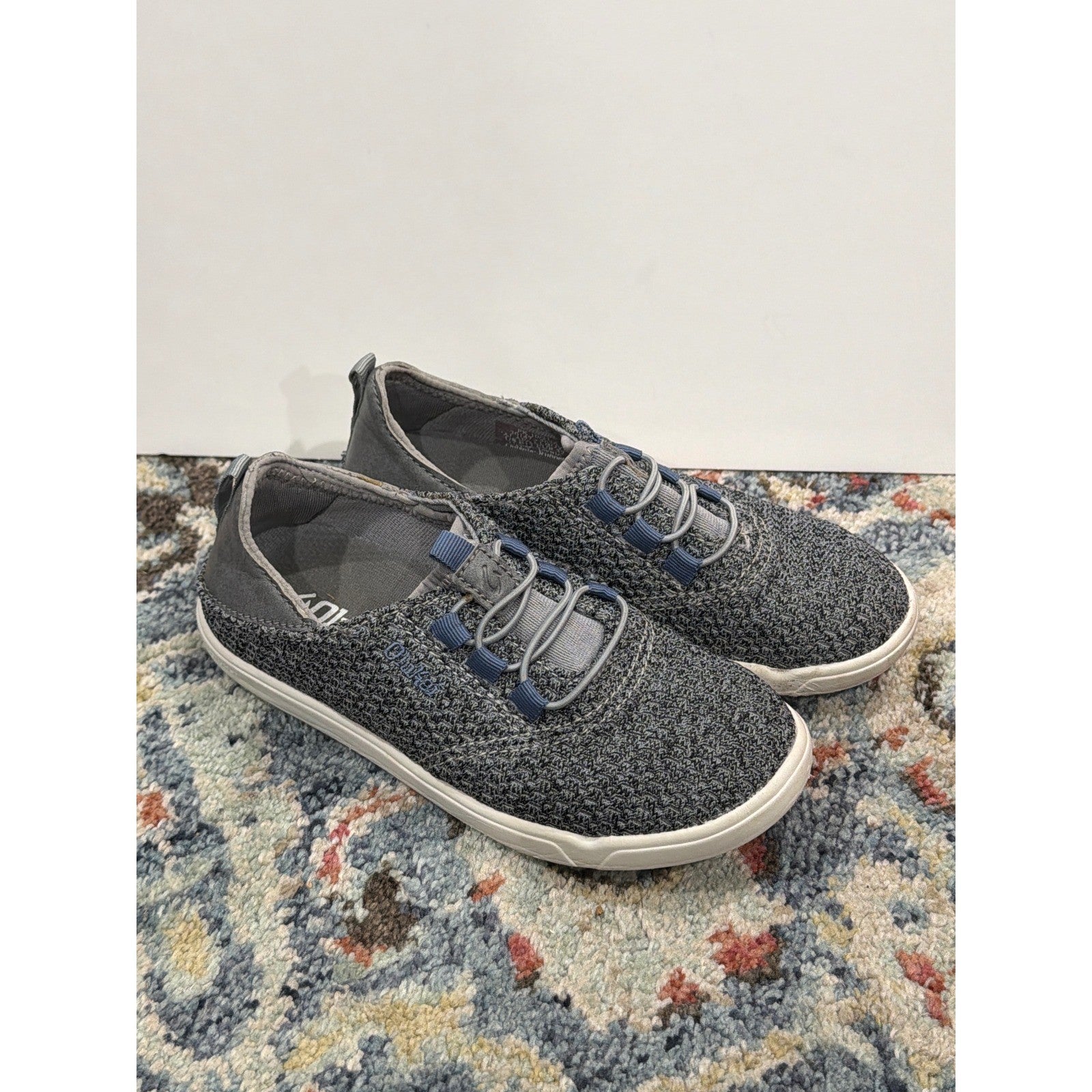 Olukai Nohea Moku Boys Size 13 Gray Mesh Slip On Sneakers EUC0