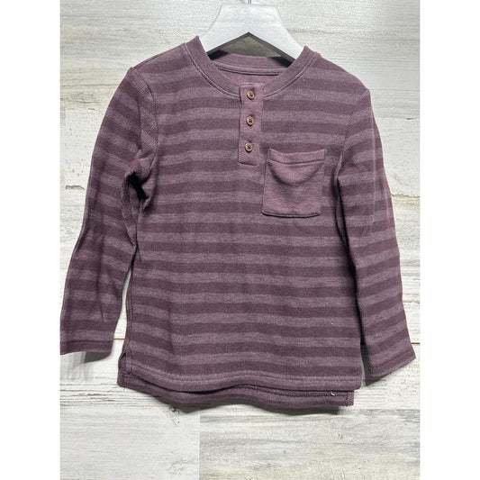 Cat & Jack Henley Shirt Boys 5T Purple Striped Long Sleeve Pocket Gorpcore EUC0