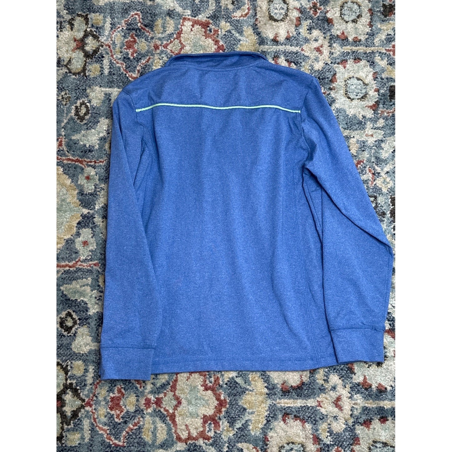 Johnnie-O Prep-Formance Pullover Boys 10 Blue 1/4 Zip Heathered EUC2
