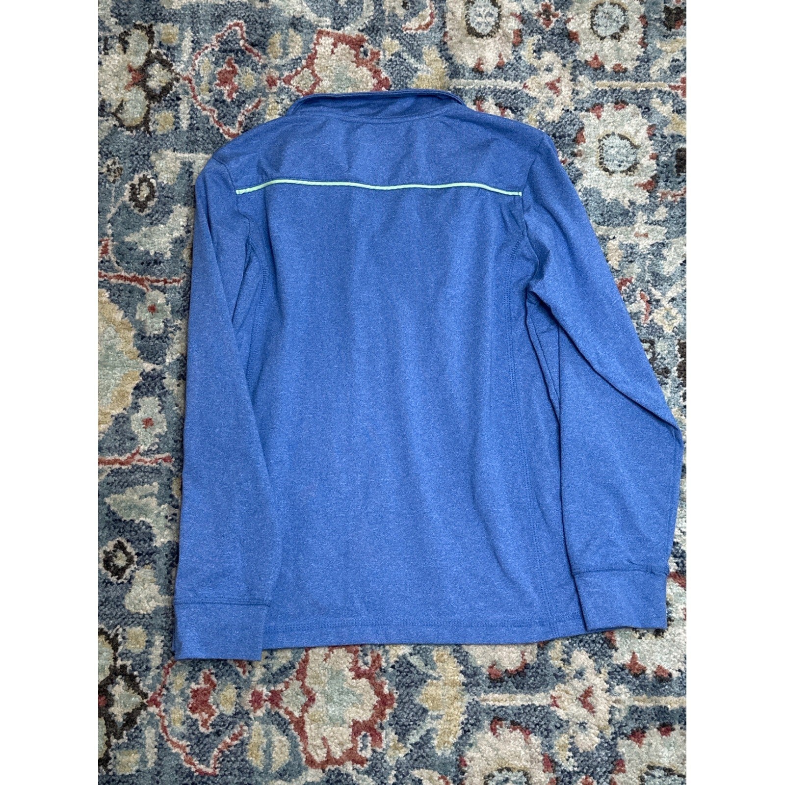 Johnnie-O Prep-Formance Pullover Boys 10 Blue 1/4 Zip Heathered EUC2