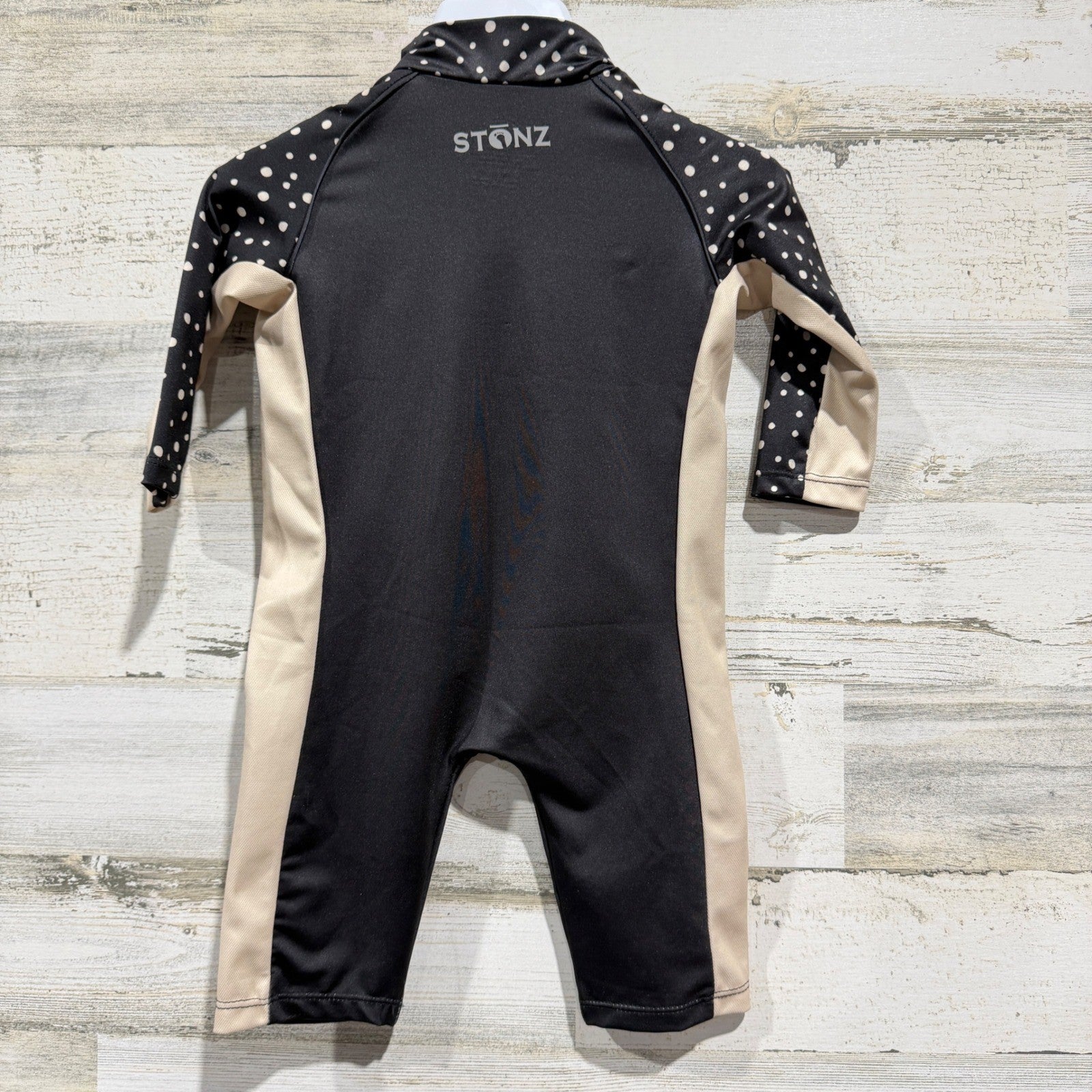 Stonz Sun Suit Baby 0-6M Black Polka Dot UPF 50+ Rash Guard Swimwear NWT3