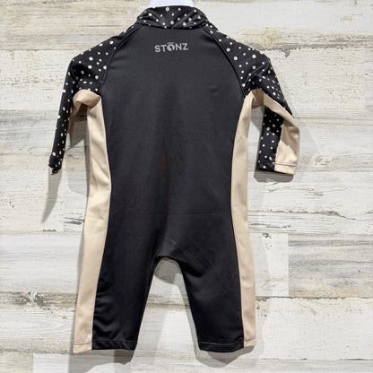 Stonz Sun Suit Baby 0-6M Black Polka Dot UPF 50+ Rash Guard Swimwear NWT3