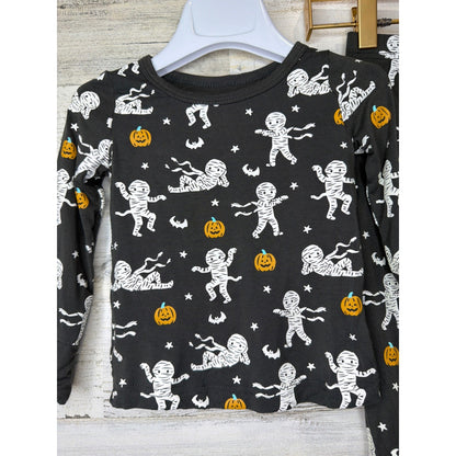 Caden Lane Pajama Set Boys 12-18M Black Mummy Halloween Bamboo Spooky EUC1