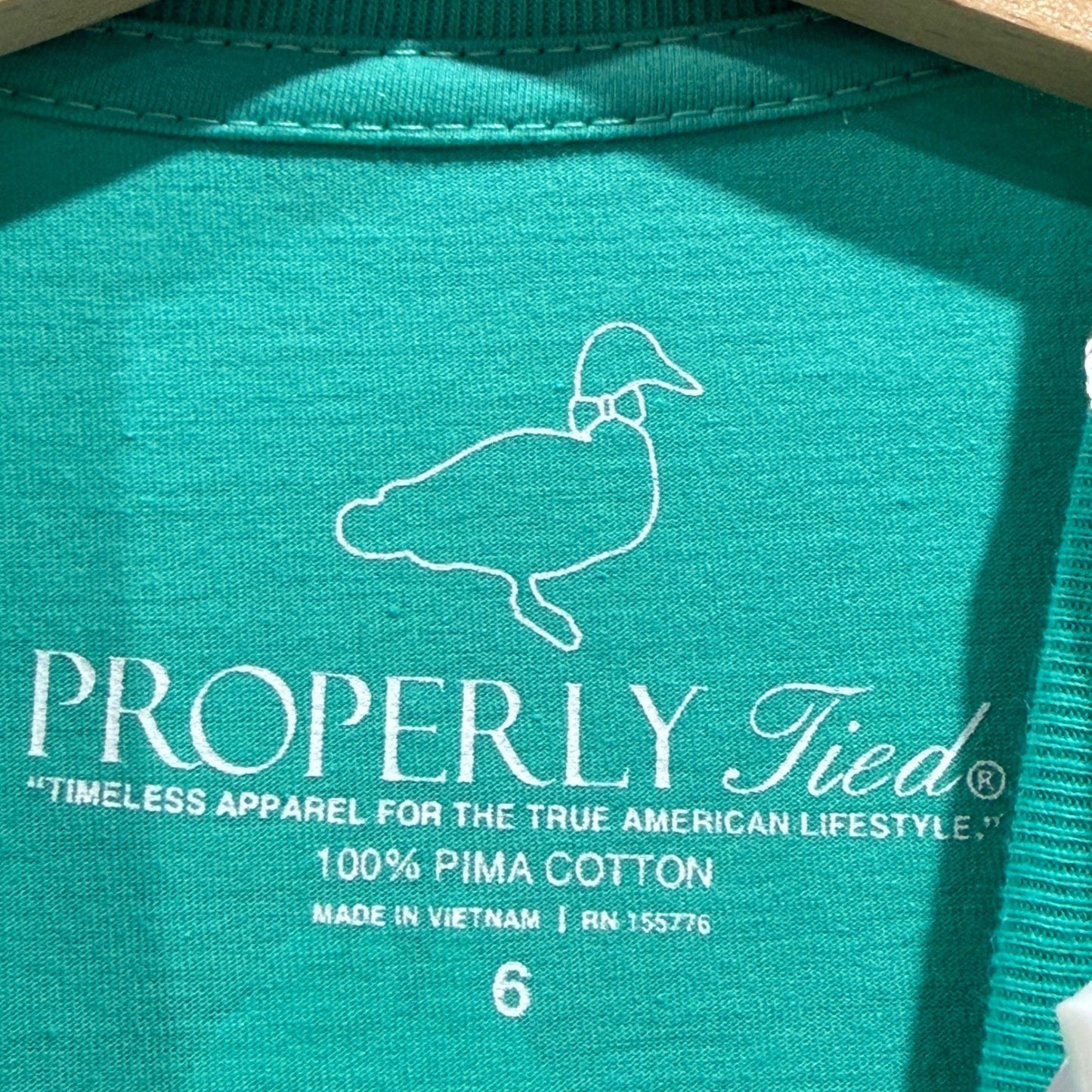 Properly Tied T-Shirt Boys 6 Green Diving Mallard Pima Cotton Preppy NWT2
