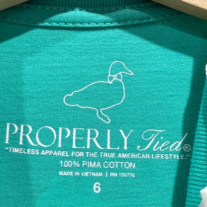 Properly Tied T-Shirt Boys 6 Green Diving Mallard Pima Cotton Preppy NWT2