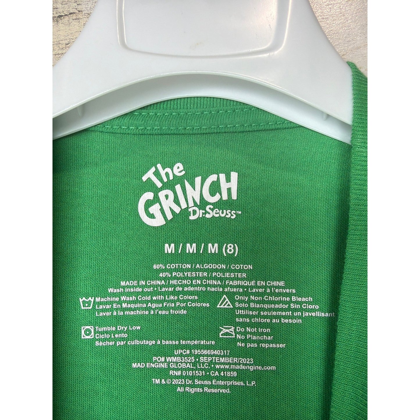 Dr Seuss Grinch T-Shirt Kids Size M 8 Green Merry Grinchmas Holiday EUC2