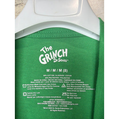 Dr Seuss Grinch T-Shirt Kids Size M 8 Green Merry Grinchmas Holiday EUC2