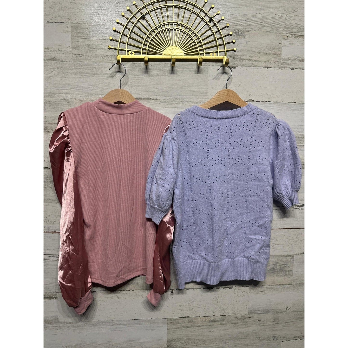 Boutique Tops Bundle Girls 12-14 Pink Purple Satin Puff Sleeve Pointelle EUC2