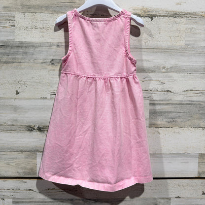 Rare Editions Heart Button Denim Dress Girls 6 Pink Cotton Acid Wash Retro EUC4