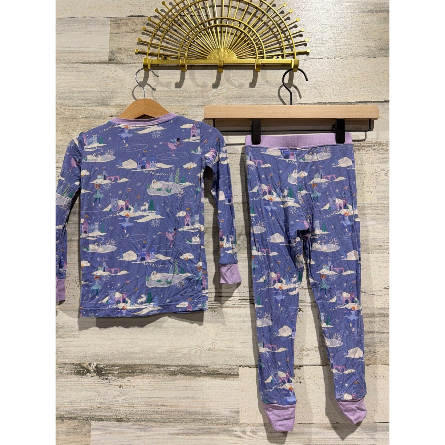 Little Sleepies Pajama Set Girls 2T Purple Swan Lake Bamboo Fairycore EUC4