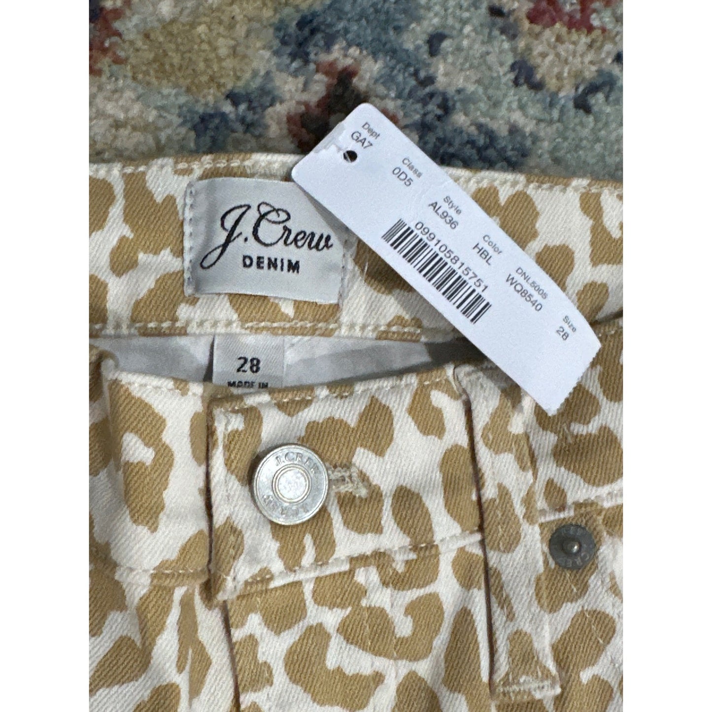 J. Crew Toothpick Jeans Women 28 Tan Leopard Print High Rise Skinny NWT4